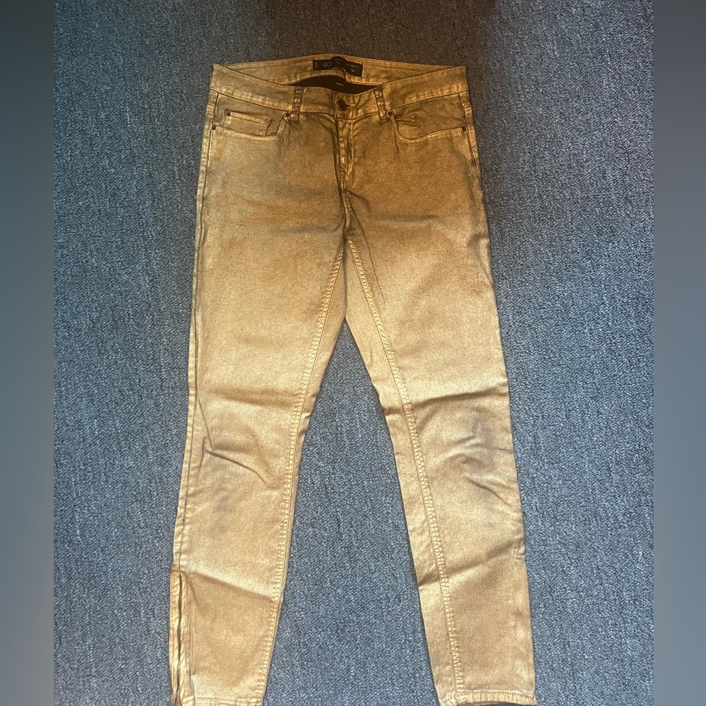 Zara gold black distressed jeans - Picture 1 of 6